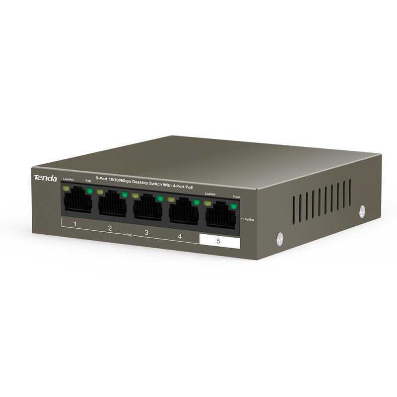 SWITCH DE BUREAU TENDA TEF1105P-4-63W - 5 PORTS 10/100 MBPS AVEC POE 4 PORTS