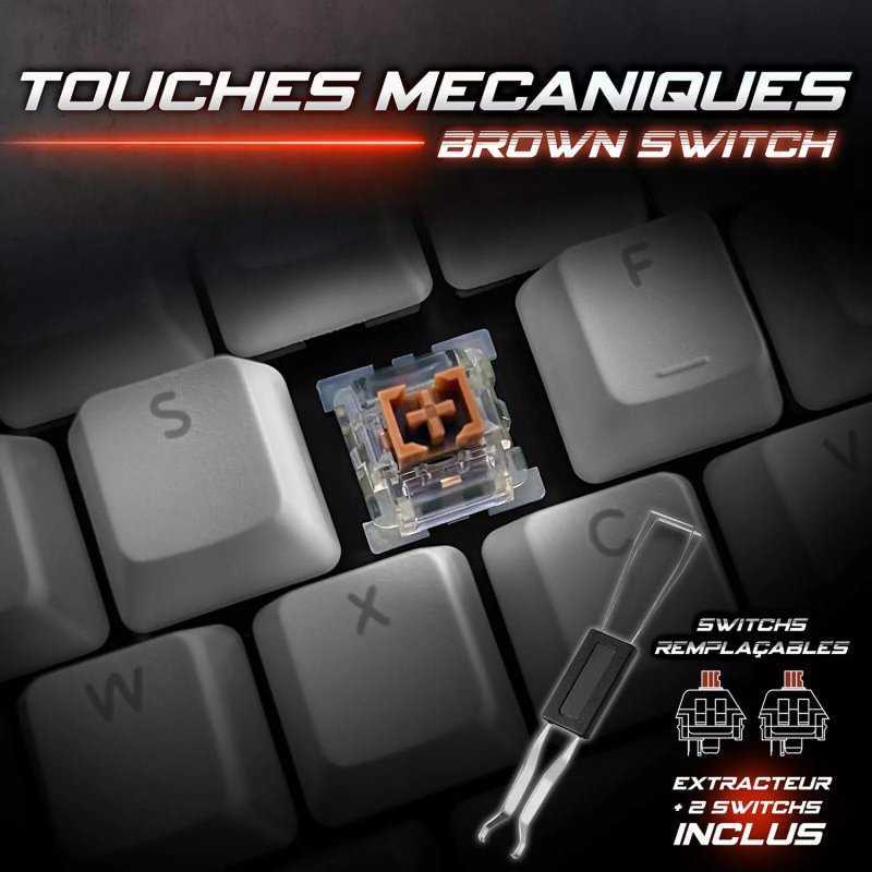 CLAVIER GAMER MECANIQUE SPIRIT OF GAMER XPERT DARK CLA-XK350GR - BROWN SWITCH