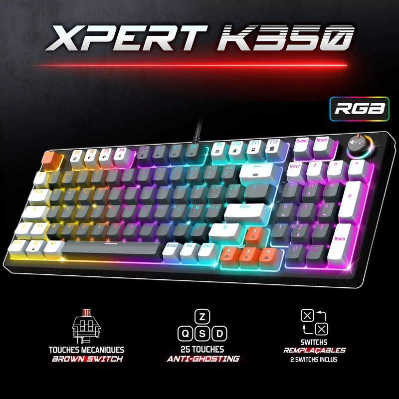 CLAVIER GAMER MECANIQUE SPIRIT OF GAMER XPERT DARK CLA-XK350GR - BROWN SWITCH