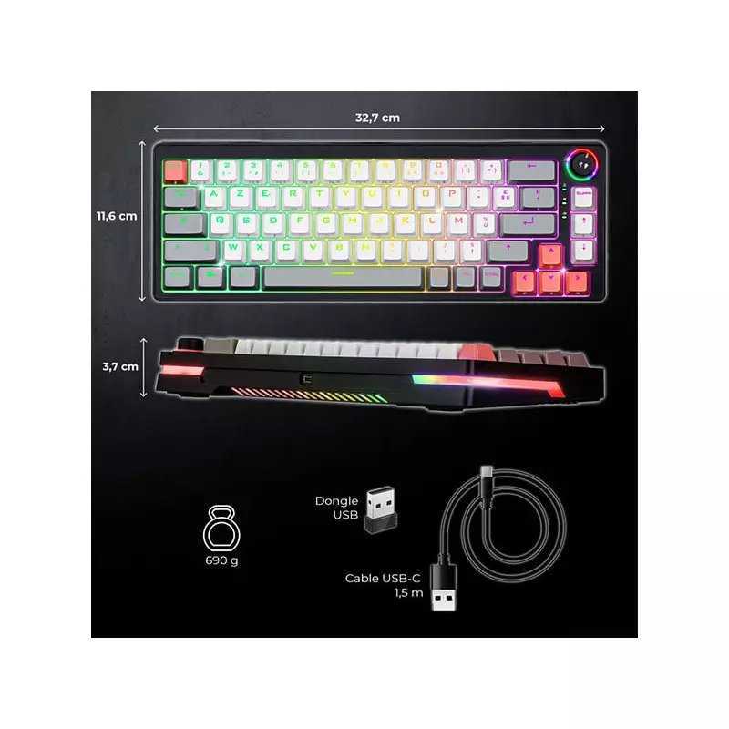 CLAVIER GAMER SANS FIL SPIRIT OF GAMER SOG K600 RGB - NOIR