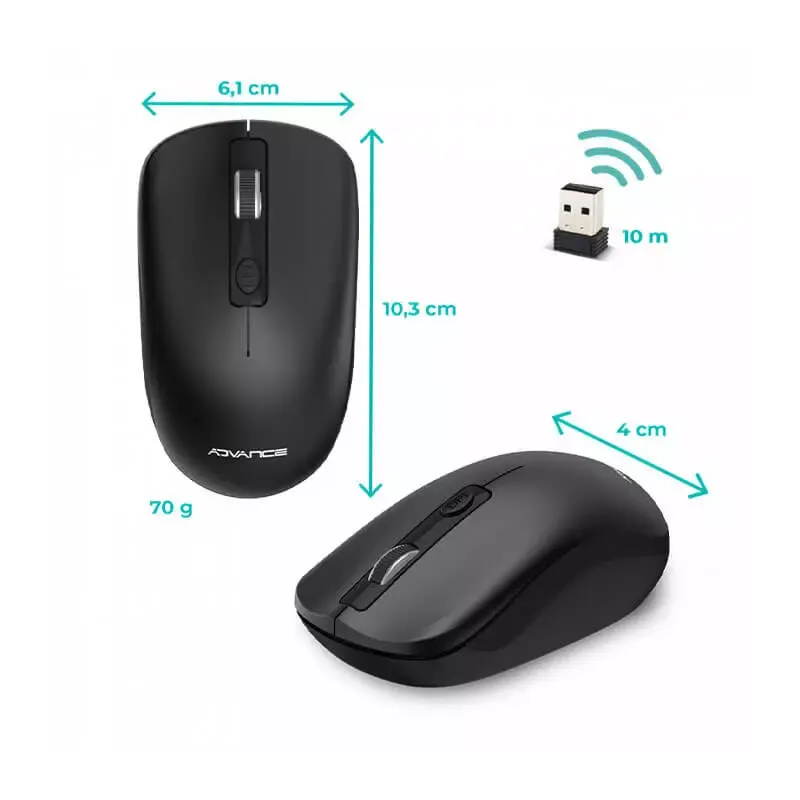 SOURIS SANS FIL ADVANCE SWIFT 4D - 1600 DPI|Cyberinfo