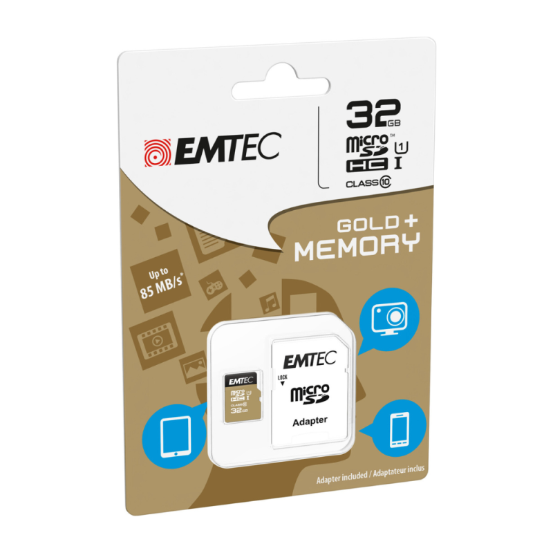 CARTE MEMOIRE 32 GO EMTEC CLASS 10 AVEC ADAPTATEUR