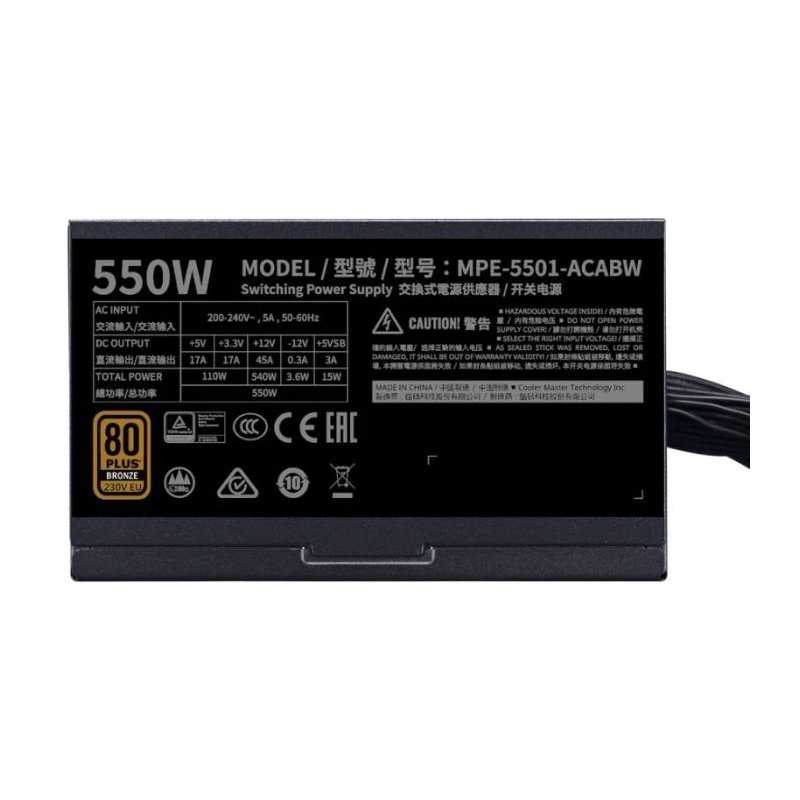 BLOC D'ALIMENTATION COOLER MASTER MWE 550 BRONZE - V2 230V