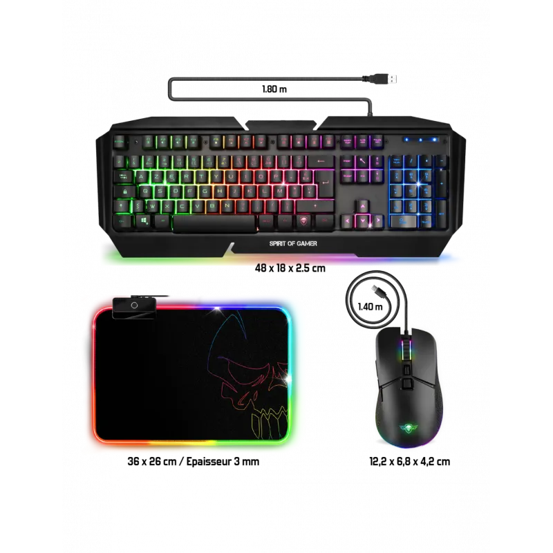 Pack clavier,souris et tapis de souris Gamer Clavier RGB touches