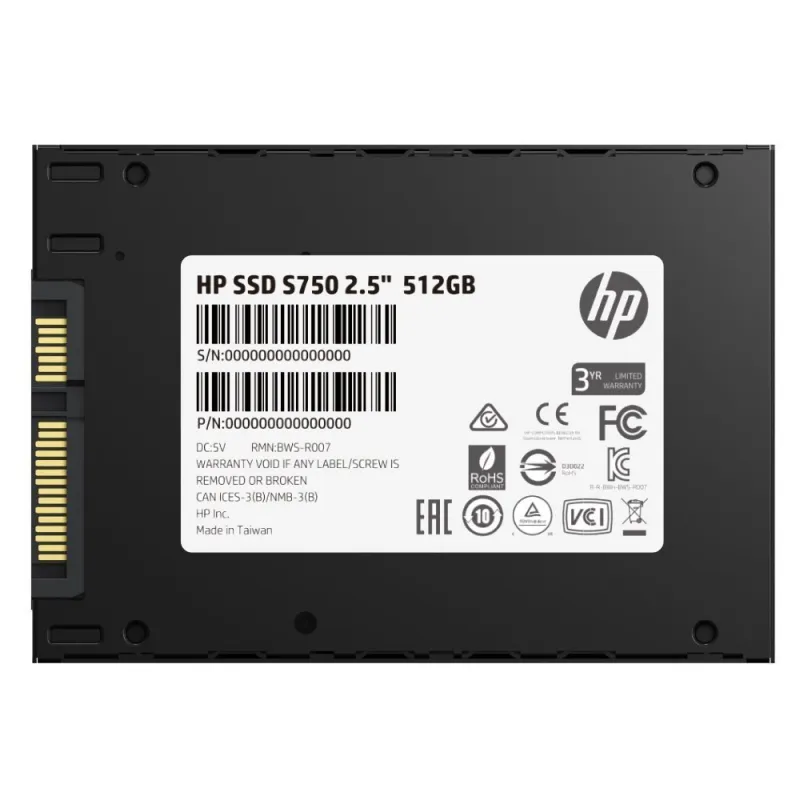 Disque Dur Interne HP S750 512Go SSD 2.5''